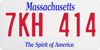 MA license plate 7KH414