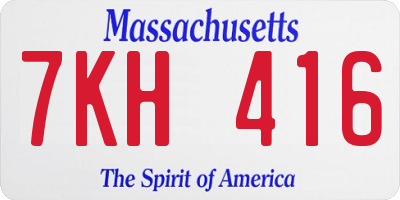MA license plate 7KH416