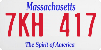 MA license plate 7KH417