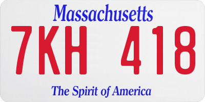 MA license plate 7KH418