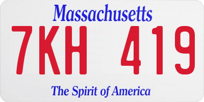 MA license plate 7KH419