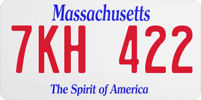 MA license plate 7KH422