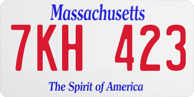MA license plate 7KH423