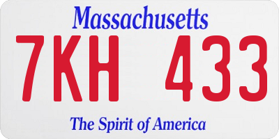 MA license plate 7KH433