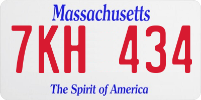 MA license plate 7KH434