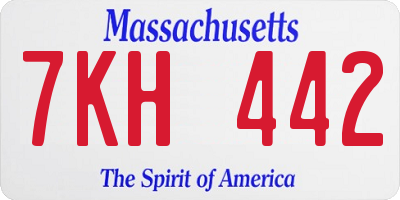 MA license plate 7KH442