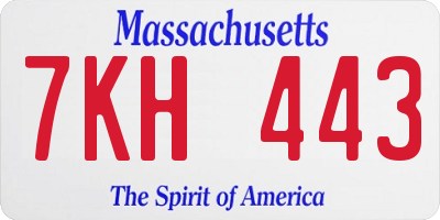 MA license plate 7KH443