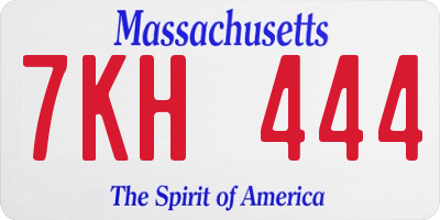 MA license plate 7KH444