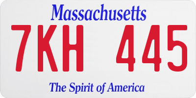 MA license plate 7KH445