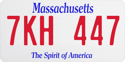 MA license plate 7KH447