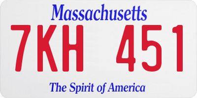 MA license plate 7KH451