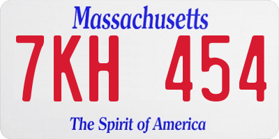MA license plate 7KH454