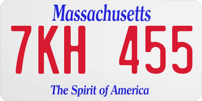 MA license plate 7KH455