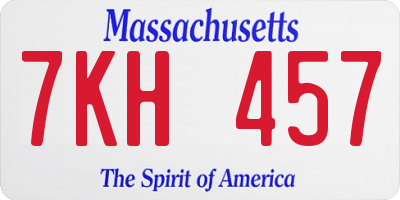 MA license plate 7KH457