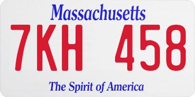 MA license plate 7KH458