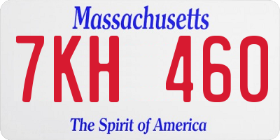 MA license plate 7KH460