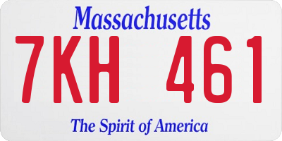MA license plate 7KH461