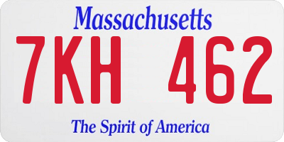 MA license plate 7KH462