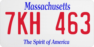 MA license plate 7KH463