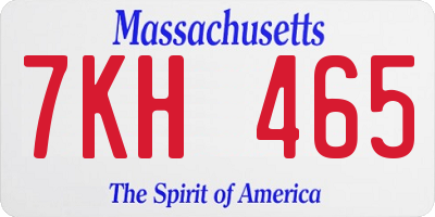 MA license plate 7KH465
