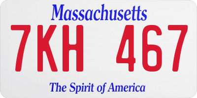 MA license plate 7KH467