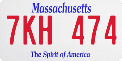 MA license plate 7KH474