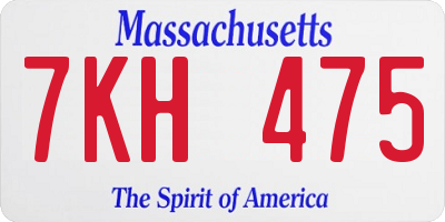 MA license plate 7KH475