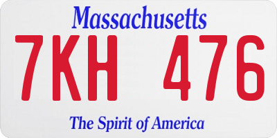 MA license plate 7KH476