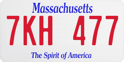 MA license plate 7KH477