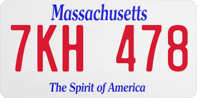 MA license plate 7KH478