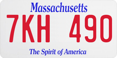 MA license plate 7KH490