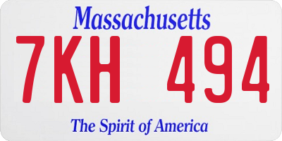 MA license plate 7KH494