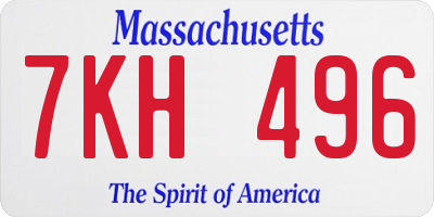 MA license plate 7KH496