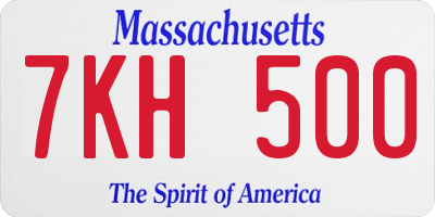 MA license plate 7KH500