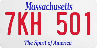 MA license plate 7KH501