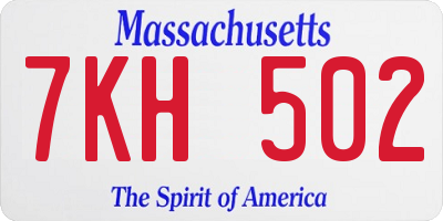 MA license plate 7KH502