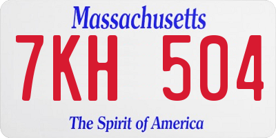 MA license plate 7KH504