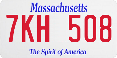 MA license plate 7KH508