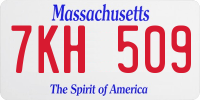 MA license plate 7KH509