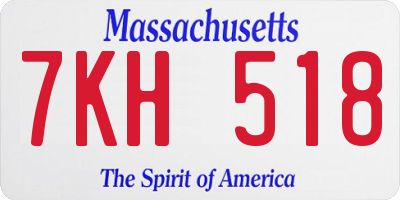 MA license plate 7KH518