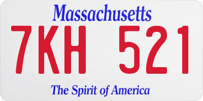 MA license plate 7KH521