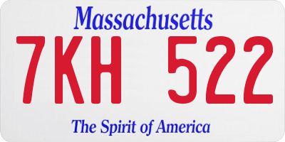 MA license plate 7KH522