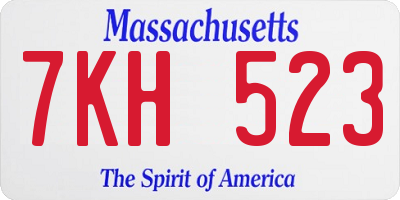 MA license plate 7KH523