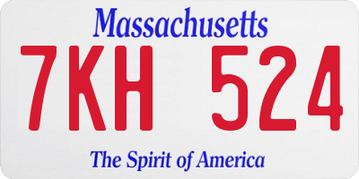 MA license plate 7KH524