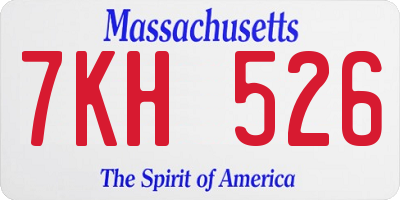 MA license plate 7KH526