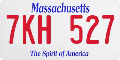 MA license plate 7KH527
