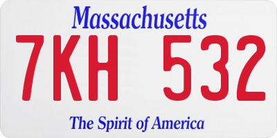 MA license plate 7KH532