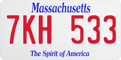 MA license plate 7KH533