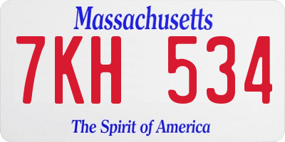 MA license plate 7KH534