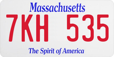 MA license plate 7KH535